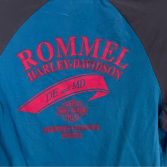 6/$25 Harley-Davidson Teal and Black Short Sleeve Tee - Picture 7 of 7